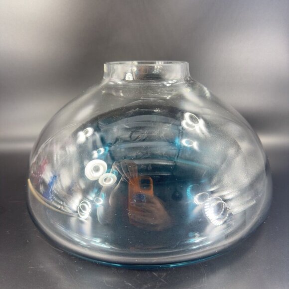 Hollow Cyan Blue Crystal Vacuum Formed Double Wall Glass Bowl Dish Centerpiece - Picture 12 of 16